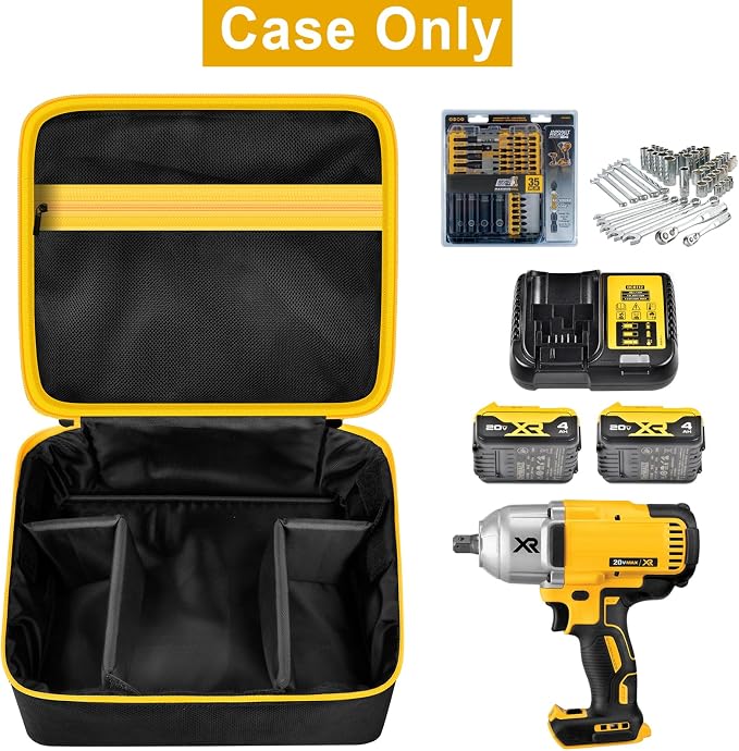 Car Battery Jump Starter Bag Compatible with DEWALT DXAEJ14 Digital Port + Impact Driver Bag Case Compatible with DEWALT 20V MAX XR DCF900P1 DCF900B DCF891B DCF961B DCF899B Cordless Impact Wrench Kit