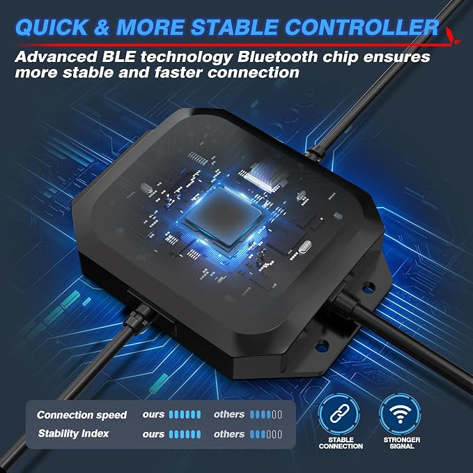 MICTUNING Y1 RGB+IC Dream Chasing Color Ultra-Bright 10 Pods LED Rock Light | Wiring Switch Kit, Extra Extension, Bluetooth APP Control, Extensible to 24 Pods, IP68 Waterproof, Series & Parallel Wiring