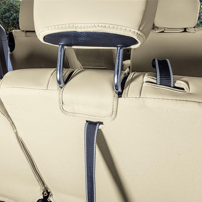 FH Group Custom Fit Car Seat Coves Speciffically Made for Chrysler Pacifica 2017-2024 - 3rd Row Set, Faux Leather, Solid Beige