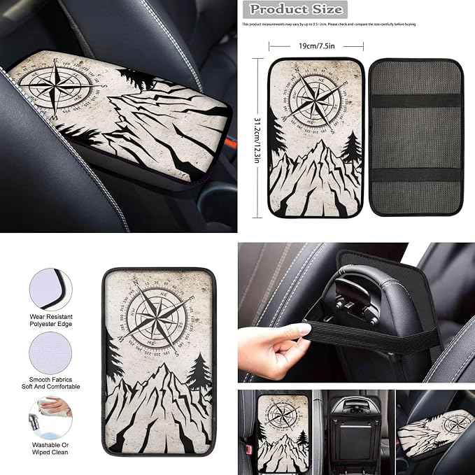 Howilath 10 Packs Car Front Seat Covers Set with Keychain/Seatbelt Pads/Steering Wheel Cover/Armrest Cushion/Coasters Interior Accessories Fit Sedan Truck Van