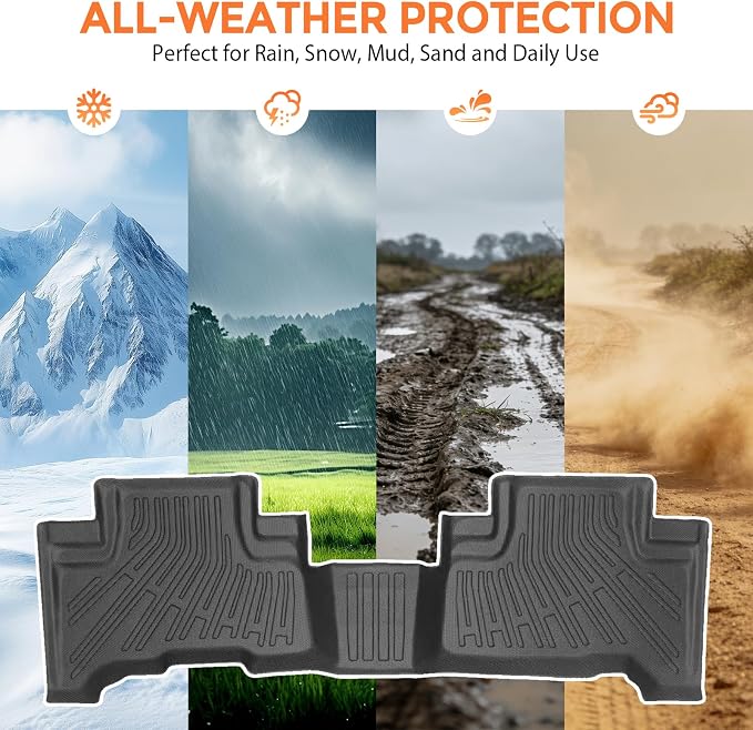Floor Mats for Toyota FJ Cruiser 2007-2014, Heavy Duty TPE All Weather Protection, Waterproof Non-Slip Black Car Liners (Two-Row Floor Mats)