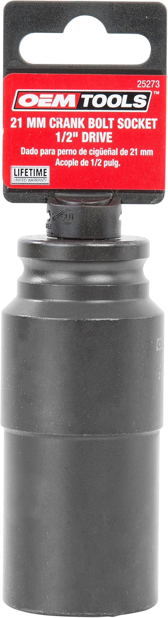 OEMTOOLS 25273 21mm Crank Bolt Socket, Heavy Duty Harmonic Balancer Socket For Stubborn Bolts, 21mm Impact Socket 1/2 Drive Crank Bolt Removal Tool