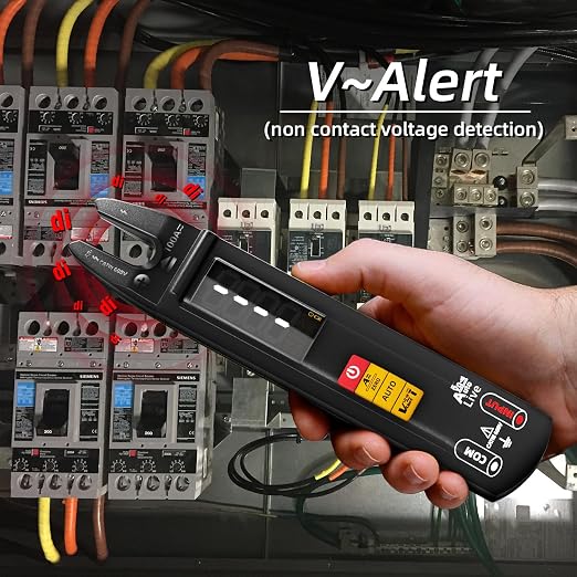 BSIDE Smart Digital Multimeter Tester Open Jaw DC AC Amp Clamp Meter, Rechargeable with Flashlight, Measures Current Resistance Continuity V-Alert Live Check Voltage