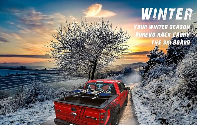Truck Rack with Two Cross Bars and Four Brackets for Pickup Bed, Universal Aluminum Black Bar Length Adjustable from Min 49” to Max 64” Works with Tonneau Cover that Mounts on Top of Rails