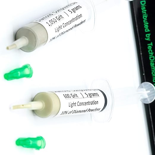 TechDiamondTools Kit of 3 Diamond Lapping Paste Polishing Compound USA Made 400 600 1050 Grit Lapping Compound for Rock Glass Metal Jewelry Resin Marble with 10% of Diamond Powder