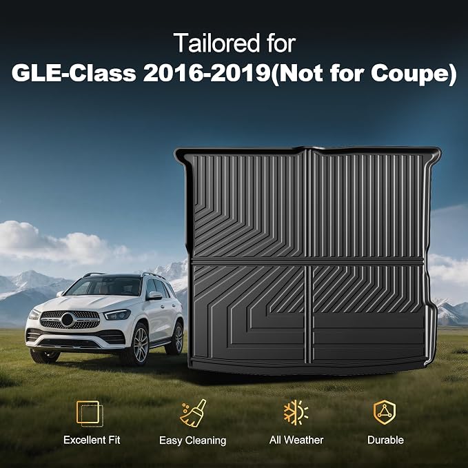 Cargo Liner for Mercedes-Benz GLE 2016-2019 ＆ Benz ML 2012-2015 | All Weather Trunk Liner Custom Fit GLE Class GLE350 GLE43 GLE63 ML350 ML550 ML63 Cargo Liners