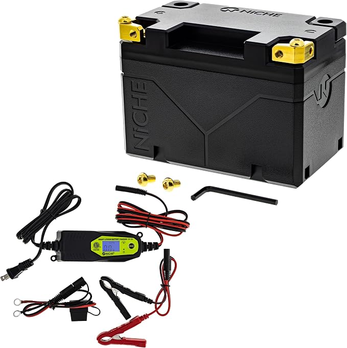 NICHE Lithium Battery with Charger YTX9-BS YTZ12S 12V 240A for Honda Yamaha Polaris Kawasaki KTM ATV Motorcycle