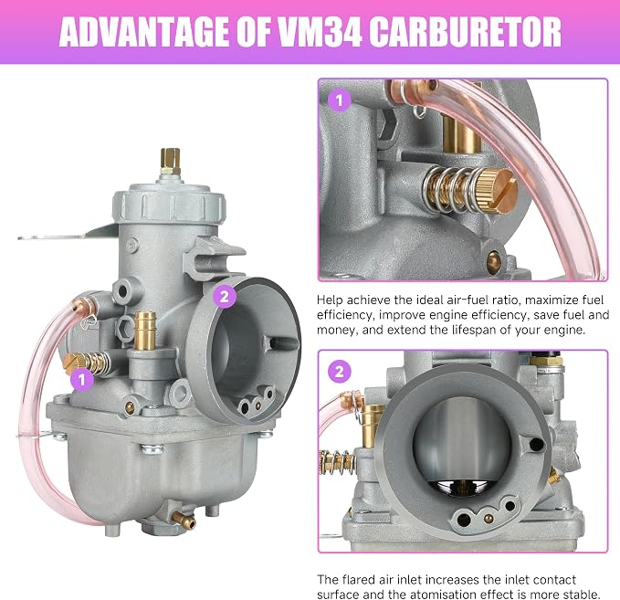 VM34 Carburetor Kit Replacement for Predator 420cc 301cc GX390 GX340 GX270 Engine 11Hp 13Hp Mini Bike Go Kart Cart Lawnmower Water Pump Pressure Washer Parts