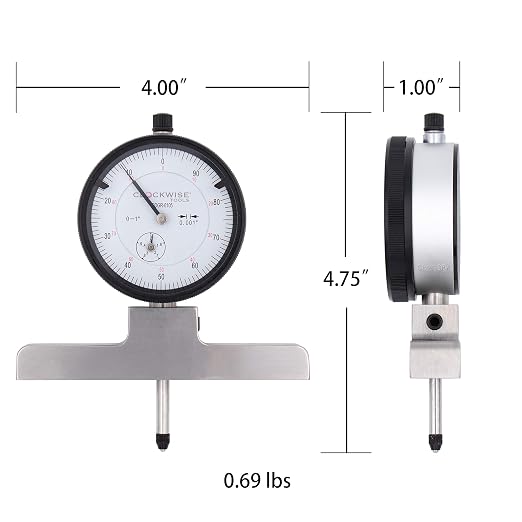 Clockwise Tools Dial Depth Gauge, DDGR-0105 0-1", Plus 1"-2", 2"-3", 3"-4", 4"-5", 5"-6", 6"-7" Extensions