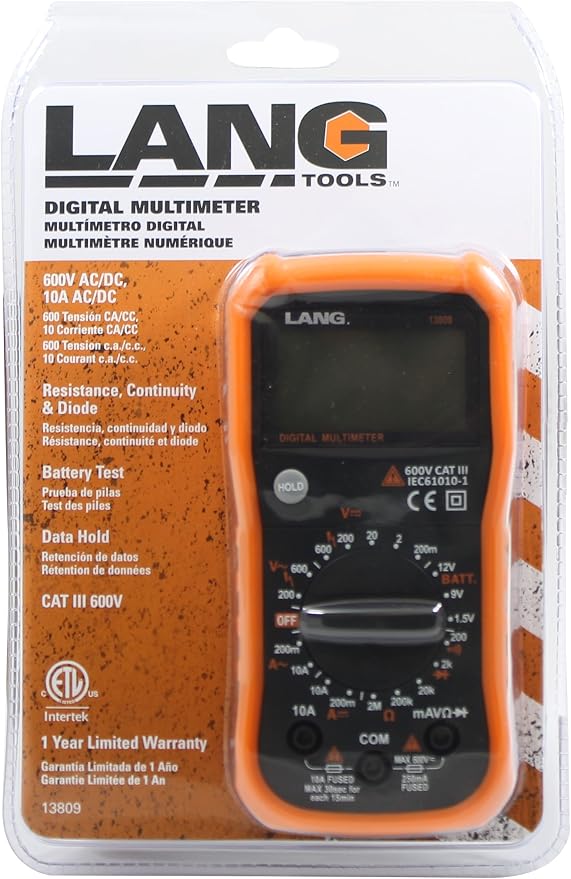Lang Tools 13809 CAT III Digital Multimeter, Black, One Size