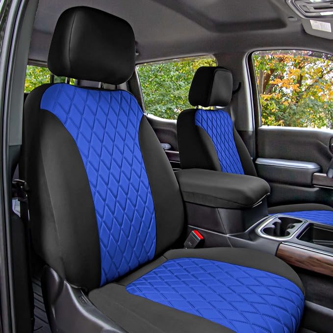 FH Group Custom Fit Car Seat Covers Specifically Made for 2019-2023 GMC Sierra 1500 2500HD 3500HD SLT AT4 Denali - Ultraflex Neoprene Water Resistant Automotive Seat Covers - Front Set Bue
