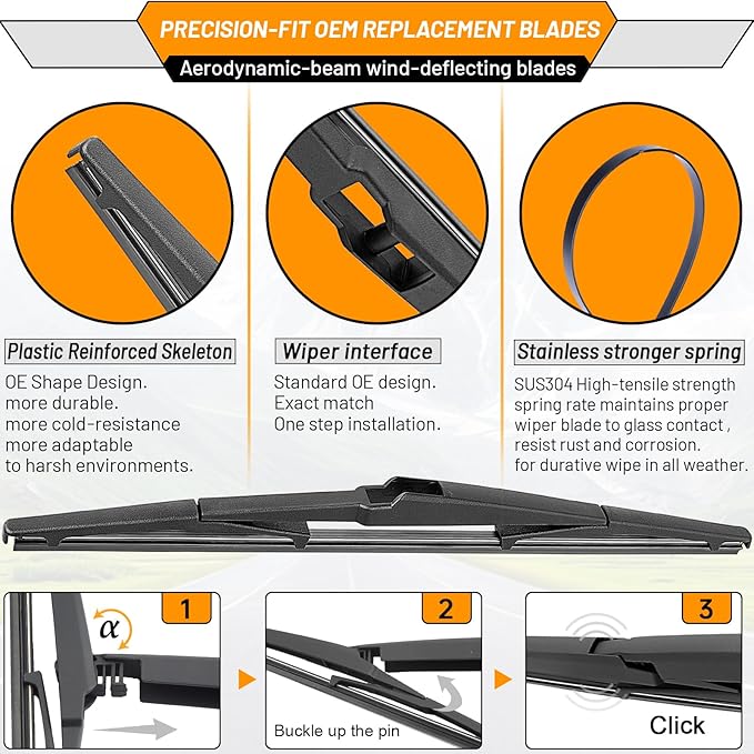 AUTOBOO 24"+18" Windshield Wipers with 14" Rear Wiper Blade Replacement for Mazda CX-5 CX-9 CX5 CX9 2017 2018 2019 2020 2021 2022 2023 2024 2025-Original Factory Quality (Pack of 3)