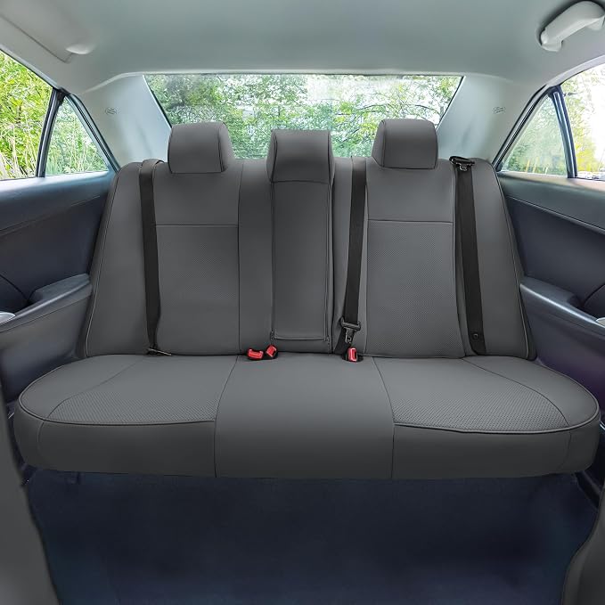 FH Group Custom Fit Seat Covers Specifically Made for 2012-2017 Toyota Camry LE | SE | XSE | XLE - Faux Leather, Waterproof Car Seat Cover, Rear Set Solid Gray