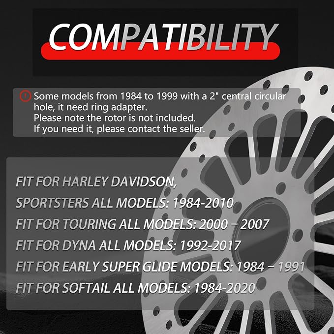 Brake Disc Rotor Rear 11.5'' Fit for Harley Davidson Touring Sportsters Softails Dyna Early Super Glide 1984-2020, Update 420 Stainless Steel Motorcycle Brake Rotor
