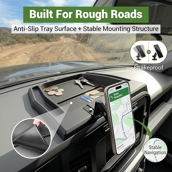 Magnetic Phone Mount Holder for 2023-2026 Ford F250 F350 F450 Super Duty(Without Center Dashboard Speaker) Dash Cell Phone Cradles Adjustable Phone Stand Accessories for 2023+ F250-F450