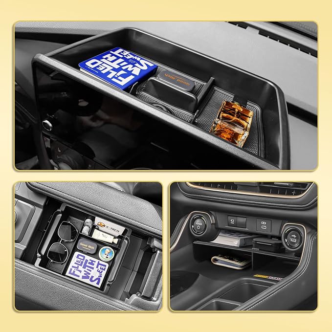 3PCS Center Console Organizer Set Compatible with 2024 2025 2026 Toyota Grand Highlander Accessories — Dashboard Organizer + Front Console Insert Divider + Armrest Storage Box, ABS Storage Tray