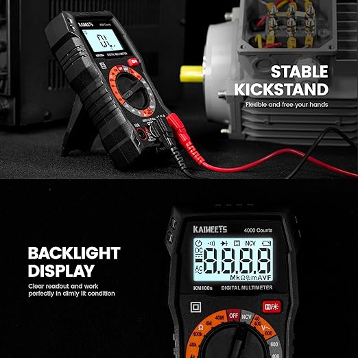 KAIWEETS Digital Multimeter 4000 Counts, Voltage Tester with Accurate Ohm Volt Amp Readings, DC/AC Voltmeter Clearly Measures Resistance Continuity Diode Capacitance NCV for Household and Automotive
