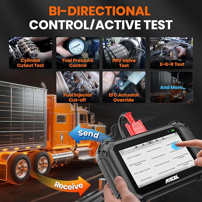 ANCEL V5HD PRO Heavy Duty Truck Scanner, Diesel Diagnostic Tool with DPF Regen & Bi-Directional Control, Full System Scan for Cummins Detroit Caterpillar Volvo Paccar, for Fleets & Truck Owners