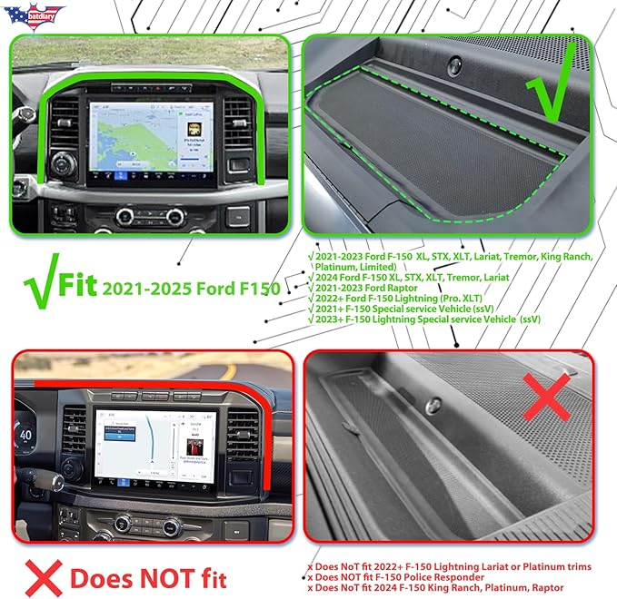 F150 Magnetic Phone Mount Compatible with 2021 2022 2023 2024 2025 Ford F150 & 2021-2023 Ford Raptor Truck Accessories Metal Cell Phone Holder Dash Platform Mount