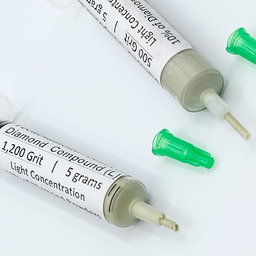 TechDiamondTools Kit of 3 Diamond Lapping Paste Polishing Compound USA Made 500 800 1200 Grit Lapping Compound for Rock Glass Metal Jewelry Resin Marble with 10% of Diamond Powder
