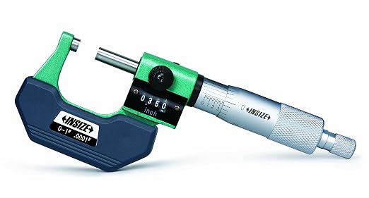 INSIZE 3400-1 Outside Micrometer with Counter, 0" -1", Counter Resolution .001", Thimble Graduation .0001"