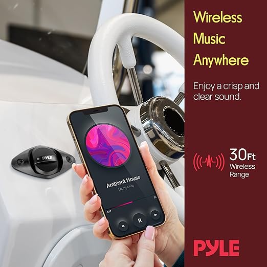 Pyle 200W RMS 4-Channel Marine Amplifier - Bluetooth Wireless Audio Streaming - Waterproof - Full Range Stereo w/ RCA - High Crossover HD Music - Multi-Channel System - Compact & Powerful - PLMRMB4CB