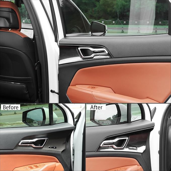 Car Interior Door Frame Cover Trim Sticker Door Lock Button Decor Trim Compatible with Kia Sportage 2023-2026 Accessories (Carbon Fiber Black Style)