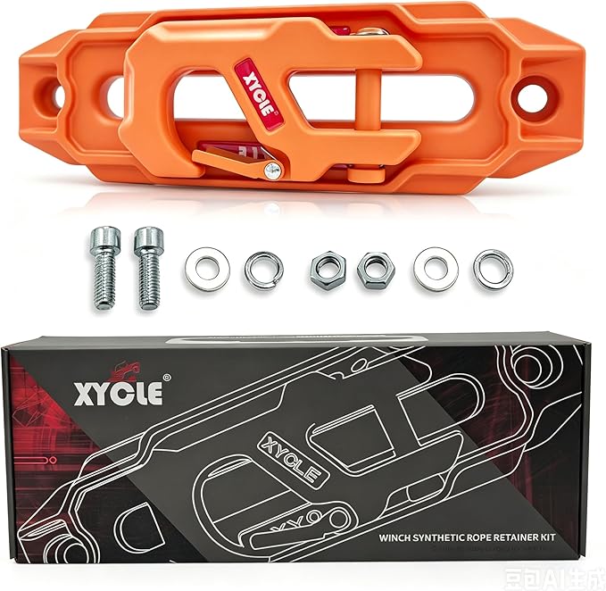Winch Fairlead with Tow Hook, Orange, 10 in. (254 mm) | Synthetic Rope Fairlead, Forged Winch Hook, 10000 lb - 20000 lb Towing, For SUV Truck Trailer Jeep, Electric Winches