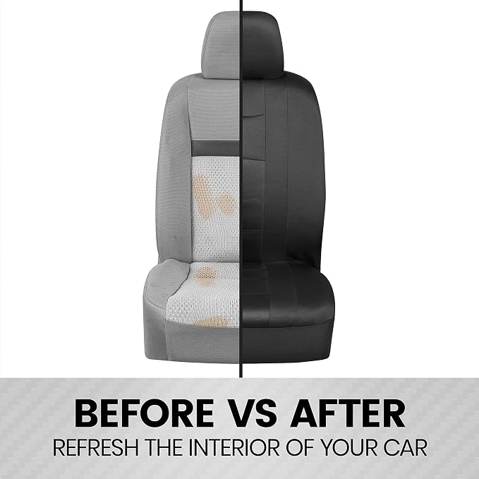 BDK carXS Seat Covers for Cars, Black Two-Tone with Matching Back Seat Cover, Made to Fit Most Auto Truck Van SUV, Interior Car Accessories, Full Set