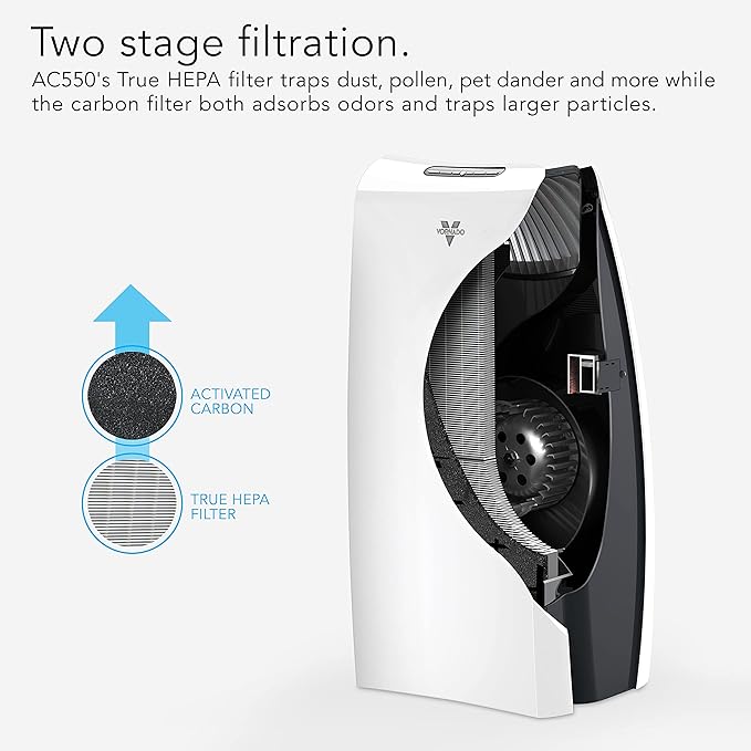 Vornado AC550 Air Purifier with True HEPA Filter, Captures Allergens, Smoke, Odors, Pollen, Dust, Pet Dander
