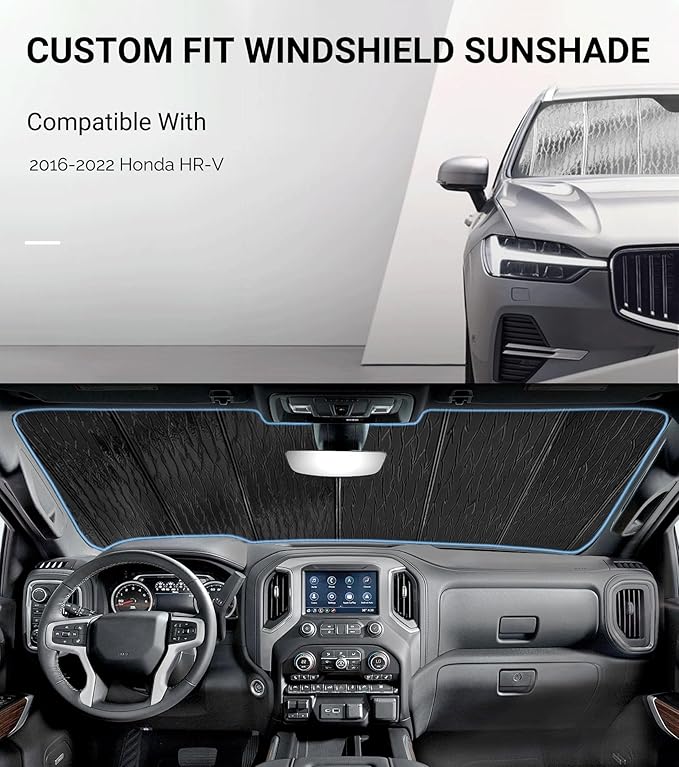 Pigenius Windshield Sunshade for Honda HR-V 2016-2022, Reversible Silver/Black