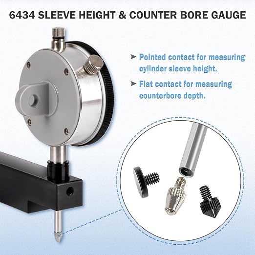 6434 Sleeve Height and Counter Bore Gauge for All Diesel Engines | Cylinder Bore Gauge and Engines with Sleeved Cylinders Compatible with Caterpillar Cummins Detroit Diesel