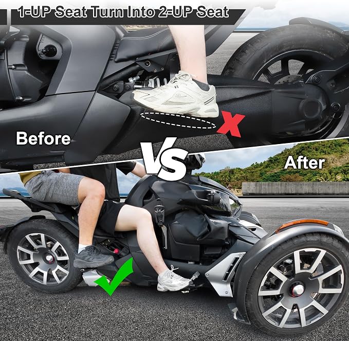 Aluminum Passenger Floorboards for Can-Am Ryker 600/900 / Rally/Sport Models 2019-2025 | Motorcycle Foot Pegs (MAX Mount #219400800 Required)
