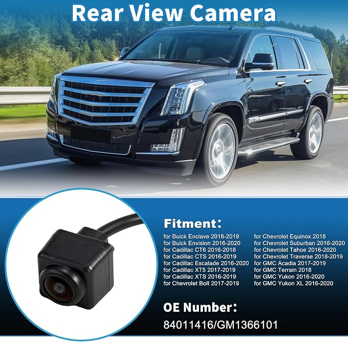 84011416 Rear View Camera for Buick Enclave Envision for Cadillac Escalade CT6 CTS XT5 XTS for Chevrolet Bolt Suburban Tahoe Traverse for GMC Acadia Yukon Backup Reverse Camera