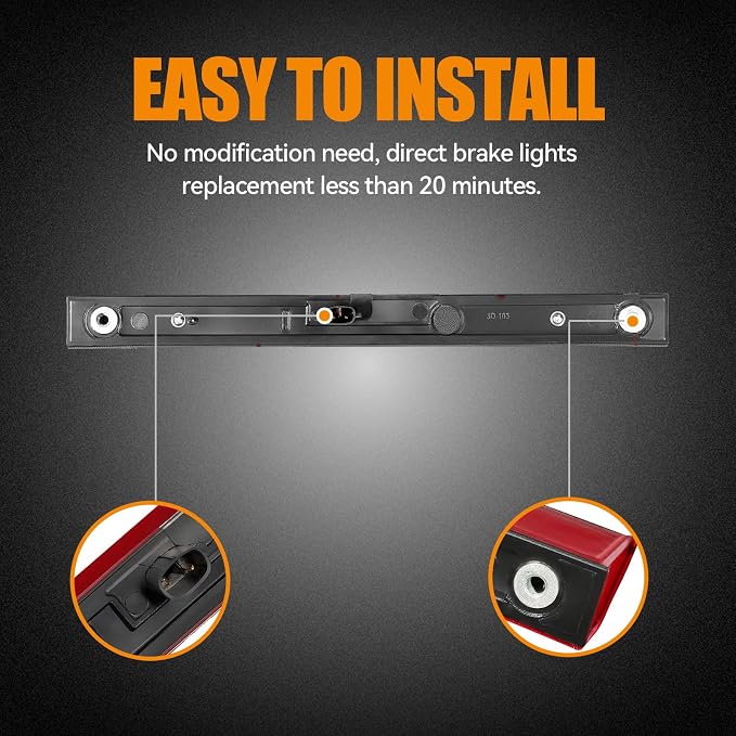 Third 3rd Brake Light LED for 2013-2018 Toyota Rav4, High Mount Rear Brake Lights Assembly for 2010-2019 Lexus GX460, Waterproof Center Cab Lamp Stop Light (Red)
