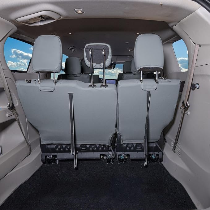 FH Group Custom Fit Car Seat Coves Speciffically Made for Chrysler Pacifica 2017-2024 - 3rd Row Set, Faux Leather, Solid Gray