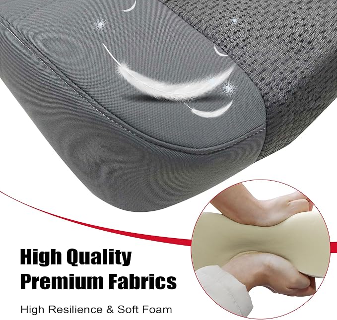 Driver & Passenger Bottom & Top Lean Back Replacement Cloth Seat Covers Gray #1S 2S or 3S Compatible with Ford F250 F350 F450 F550 XL XLT 2011 2012 2013 2014 2015 2016