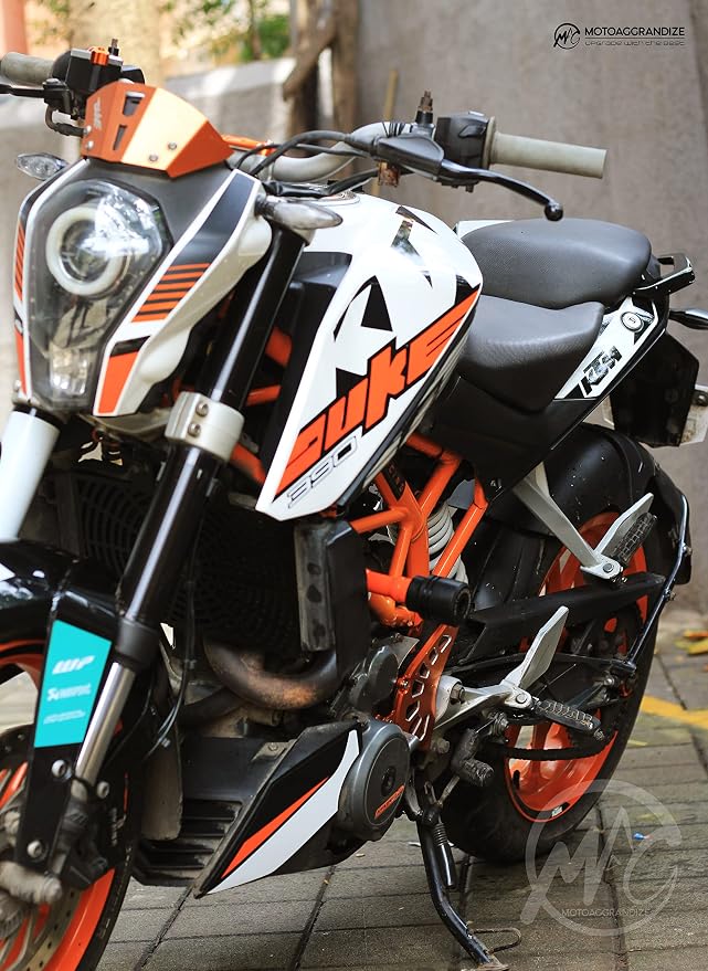Motoaggrandize Frame Sliders | Crash Protectors for KTM Duke 125 | 160 | 200 | 250 | 390 [Gen 1 and Gen 2 only] | Colour: Orange | White
