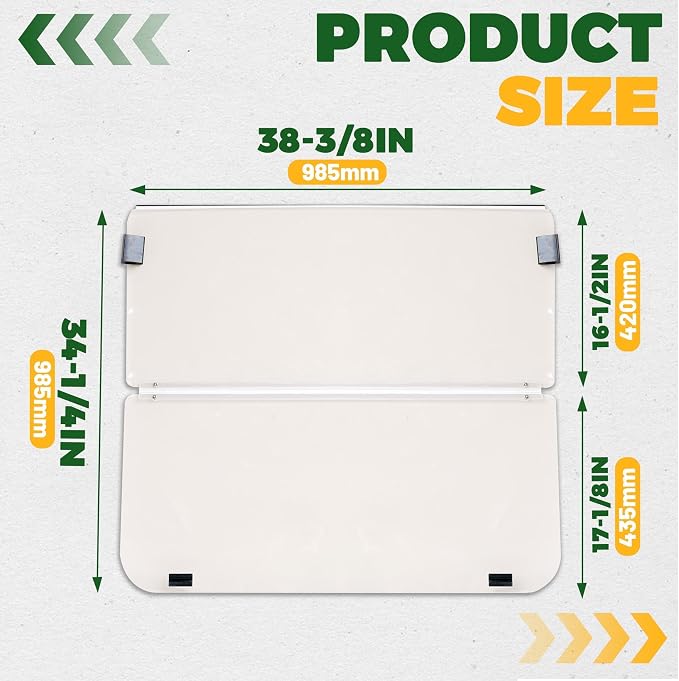 ECOTRIC Tinted Windshield Compatible with Yamaha G22 Models 2003-2006 Folding Down Tinted with Anti-UV and Impact Resistant Acrylic