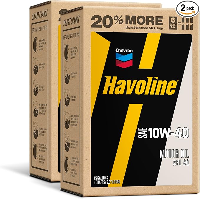 Havoline Motor Oil 10w40 Smart Change Engine Oil, 10W-40, 6 Quarts, Pack of 2
