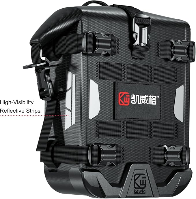 Kewig Full Waterproof Motorcycle Bag for Front Bumper Side Frame Crash Bar | 5.5L TPU Motorcycle Riding Tools Accessories Luggage Bag with Rigid Support & Quick Release Shoulder Strap, Black, 1PC