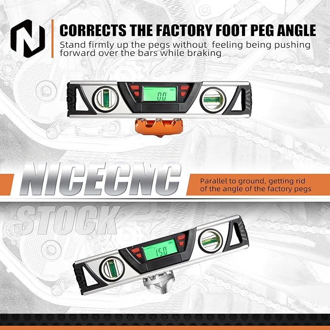 NICECNC Flat Foot Pegs Footpeg Compatible with 390 Adventure 2020 2021 2022 2023 2024, Foot Pedals, Anodization, CNC-machined, Orange