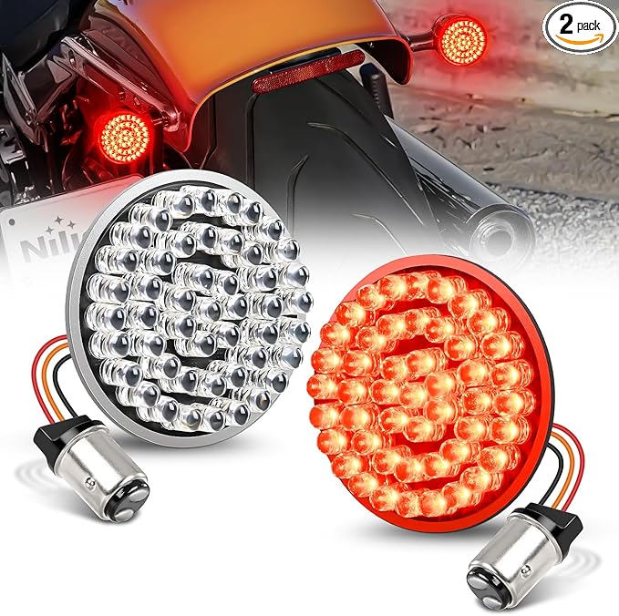 Nilight LED Turn Signal Rear Brake Running Lights 1157 Double Contacts Plug and Play for Harley Davidson Dyna Sportster Touring Street Glide Road King Iron 883
