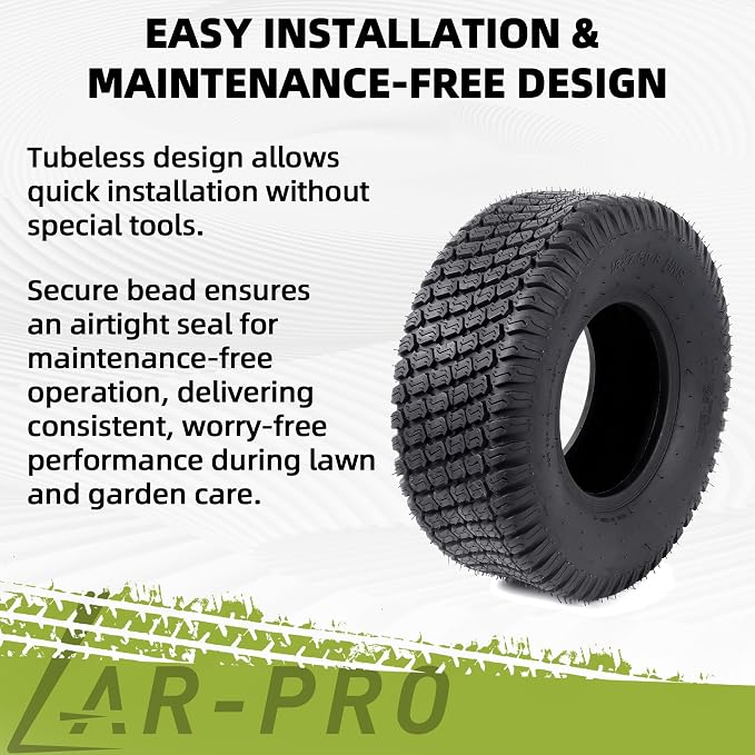 AR-PRO (2-Pack) 18x7.50-8 Tires, Replacement 4PR Durable Tubeless Tires for Lawn Mowers, Garden Tractors and Golf Carts, Rim Not Included
