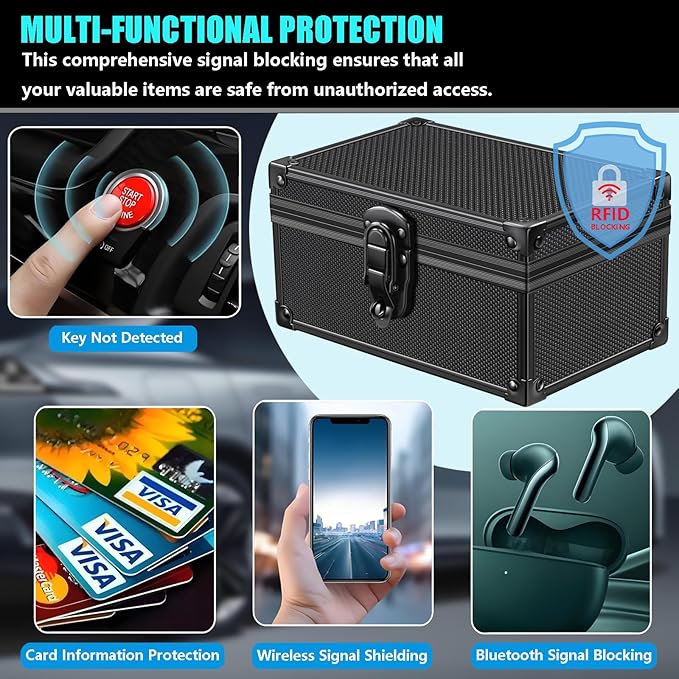 Faraday Signal Blocking Box for Car Key Fob, Keyless Entry Car Key Fob Protector Shielding Cage (Dot Black)