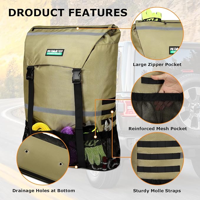 Spare Tire Trash Bag, Offroad Storage Bag Heavy Duty Truck Tailgate Fits up to 40" Tire, Large Recovery Gear Firewood Camping Cargo Storage for Jeep Truck SUV Car