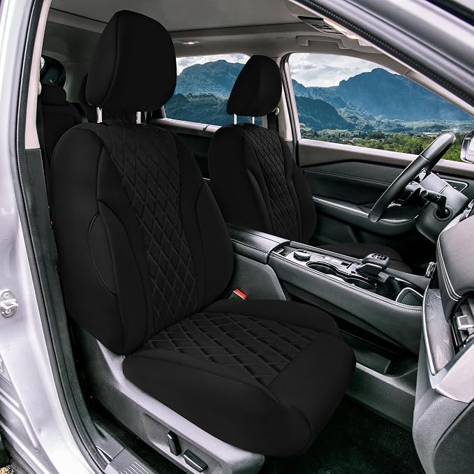 FH Group Custom-Fit Car Seat Covers Specifically Made for 2021-2024 Nissan Rogue, Front Set Black Ultraflex Neoprene Waterproof Automotive Seat Cover
