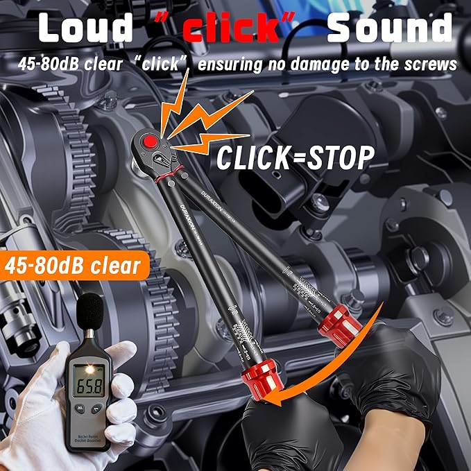1/2-Inch Drive Torque Wrench 10-170ft.lb/13.6-230.5Nm, ±3% Precision Dual Direction Torque Wrenches with 72-Tooth Dual Range Scales