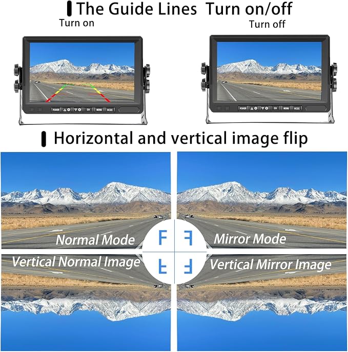Wireless Backup Camera – Plug & Play, Pre-Wired for Furrion, 4-Channel Split-Screen, 1080P HD 7" Monitor, Wide View & Night Vision & Recording, for Trailer/Camper/Motorhome (2 Camera)
