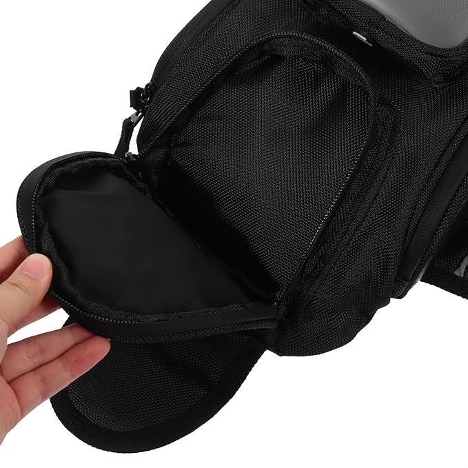 ABOOFAN Motorcycle Magnetic Tank Bag Waterproof Portable Motorcycle Accessories Bag with Earphone Hole and Navigation Storage for Riding